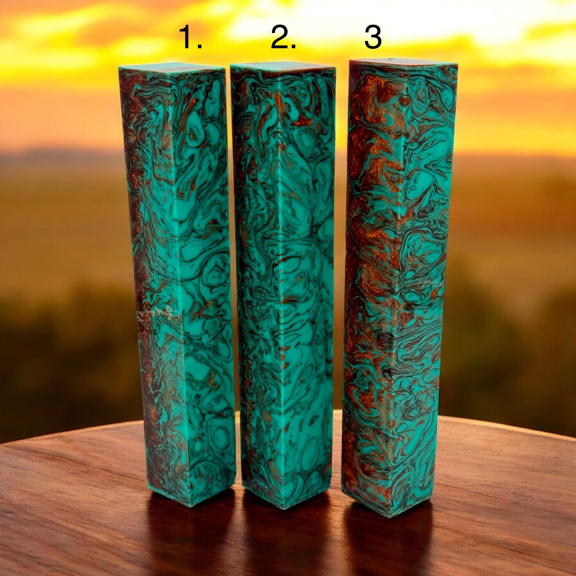 1193 Teal and Copper pen blank